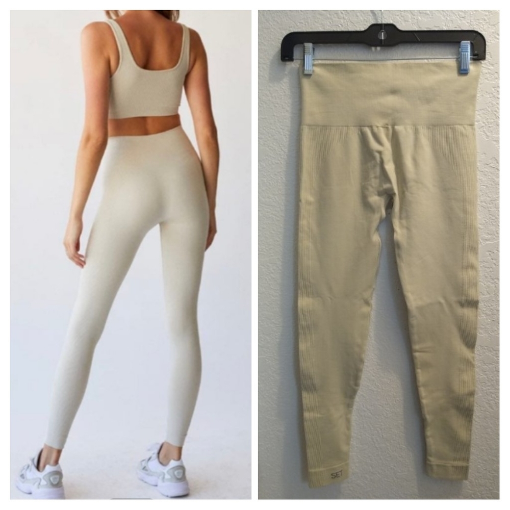 setactive sculptflex seamless leggings NWOT in oat milk (i think) SIZE SMALL gym